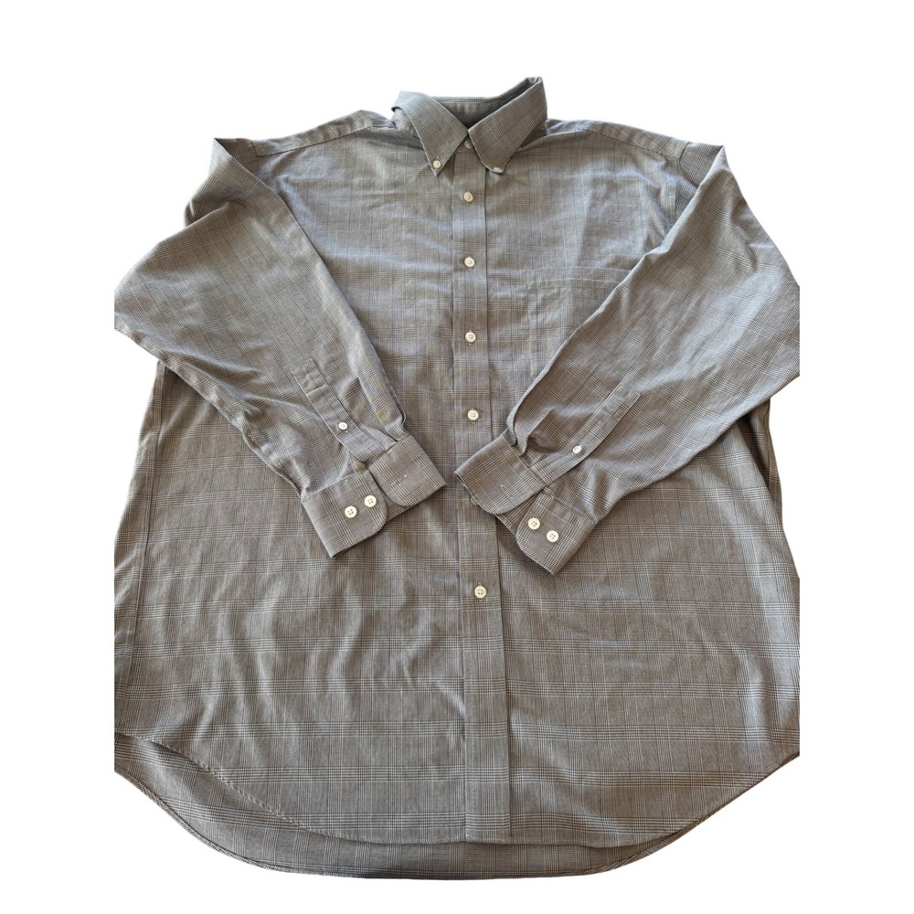 Turnbury Non-Iron Plaid Button-Down Shirt Men XL 34 Sleeve 100%‎ Cotton Business
